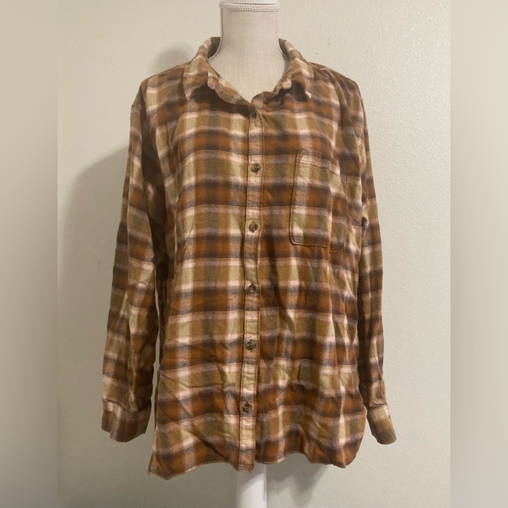 SO GOODS FOR LIFE Women Long Sleeve Collared ButtonDown Plaid Shirt-Size XXL-EUC